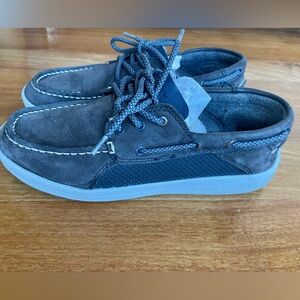 Sperry Boys Gamefish Boat Shoes Blue / Gray Top sider Size 5.5M Slip on Leather